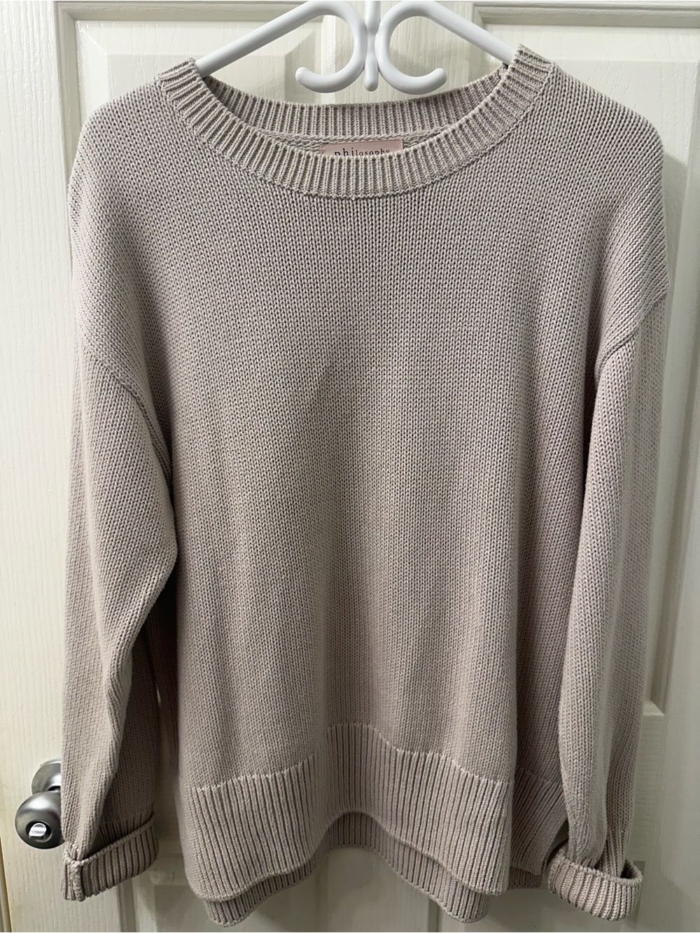 Philosophy Crewneck Sweater in Light Taupe